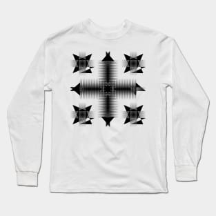 Geometric Blades Black and White Long Sleeve T-Shirt